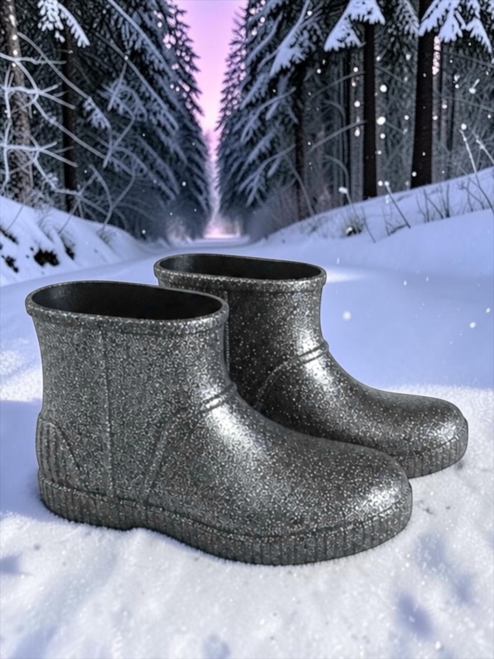 UGG Silver Glitter Waterproof Snow Boots Girls Big Kids Size 4 Like New